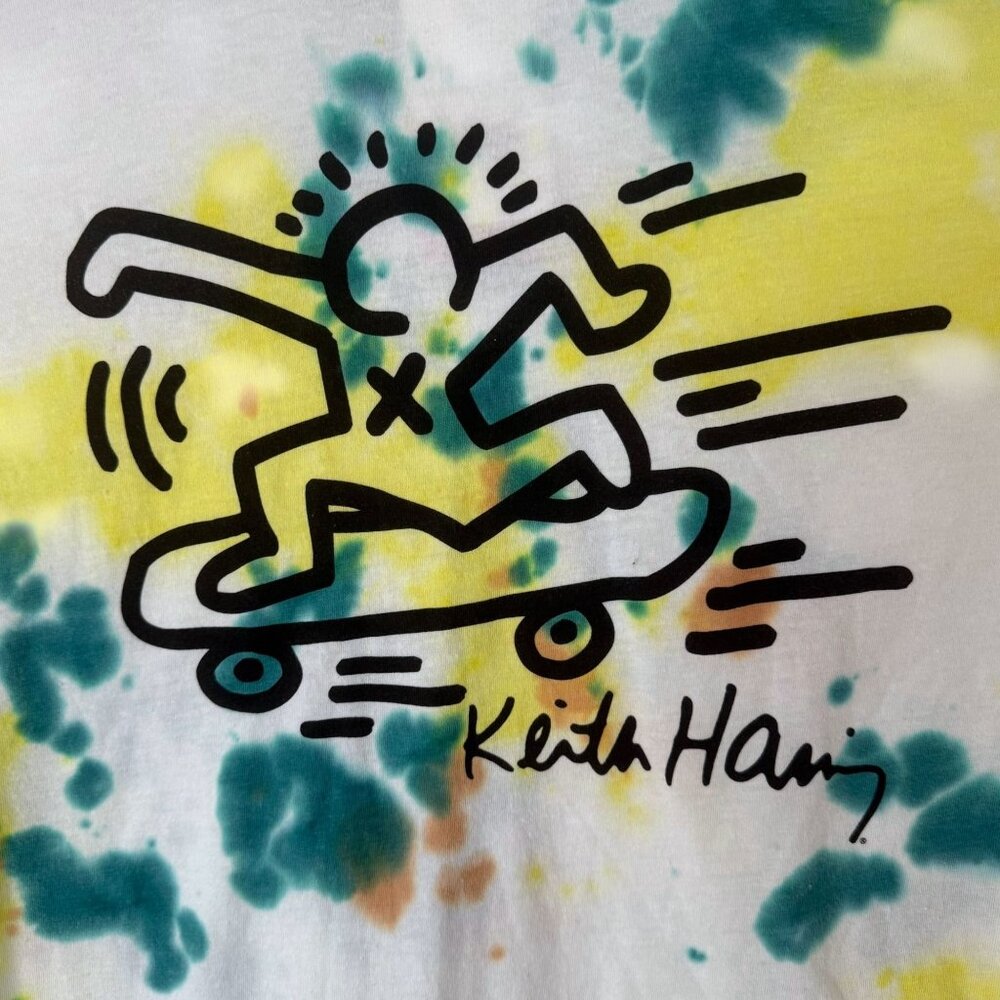 Keith Haring Skateboarding Tie-Dye Shirt Men's Medium Street Art Graphic Tee New - Picture 7 of 11